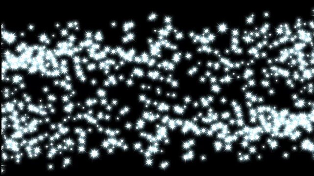 Elegant Two lines of magical twinkle stars trail fast motionable burst opposite each other. Luxury white glitter sparkles star trail, star dust, glowing glitter path stars trail on black screen.4k