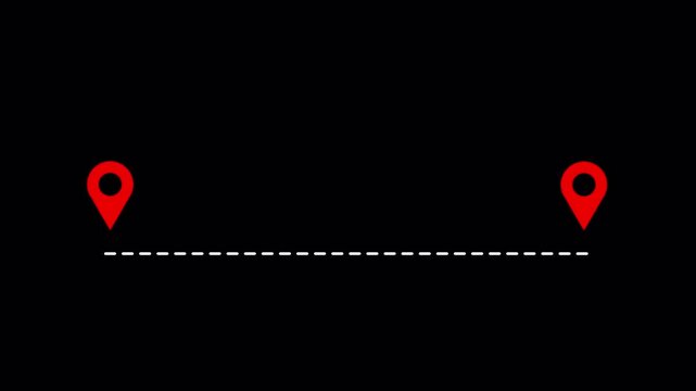 Distance from one place to another is one kilometer. location icon in 4k animation with alpha channel location icon animation on transparent background  