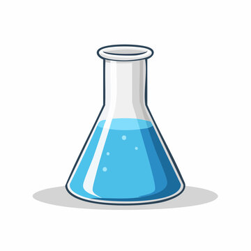 Erlenmeyer Flask with Blue Liquid and Bubbles