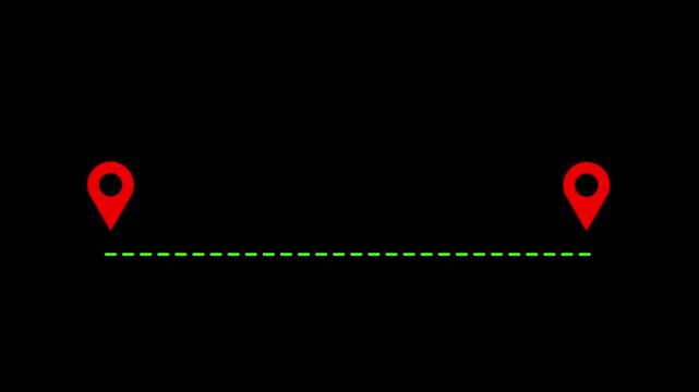 Distance from one place to another is one kilometer. location icon in 4k animation with alpha channel location icon animation on transparent background  