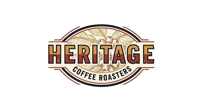 Heritage coffee roasters logo design on white background vintage style