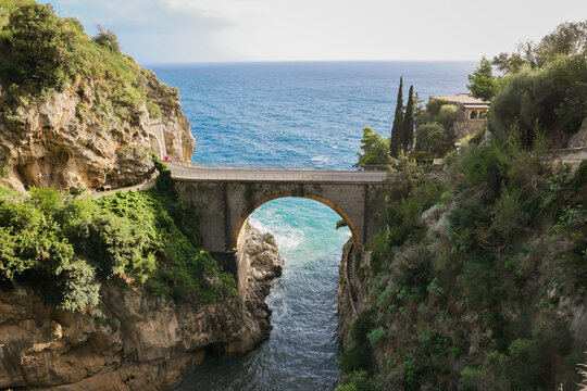 fiordo archway at Furore on the amalfi coast in italy