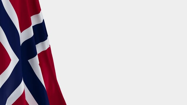 Norwegian flag on the left, empty space on the right - 3D rendering