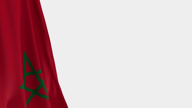 Moroccan flag on the left, empty space on the right - 3D rendering