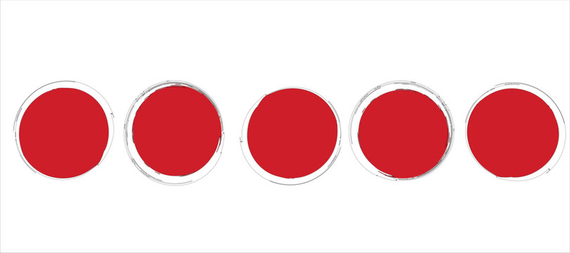 WebMinimalistic brush circles with textured strokes in red and black ink, featuring rustic imperfect dots, abstract art elements, spiritual meditation inspired symbols, and modern graphic design.Eps10