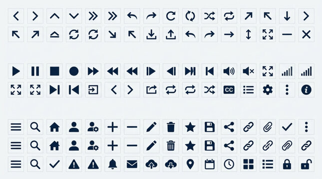 Collection of diverse digital interface icons and symbols.