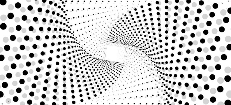 Abstract background with lines in circle. Art design spiral as logo or icon. A black figure on a white background and an equally white figure on the black side.