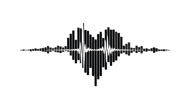 Abstract heart-shaped sound wave representing love and emotion