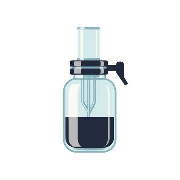 A side profile of a modern glass fermentation jar equipped with a sleek water airlock on top. The design is geometric and refined. Lighting is crisp highlighting the silhouette. Palette: Slate