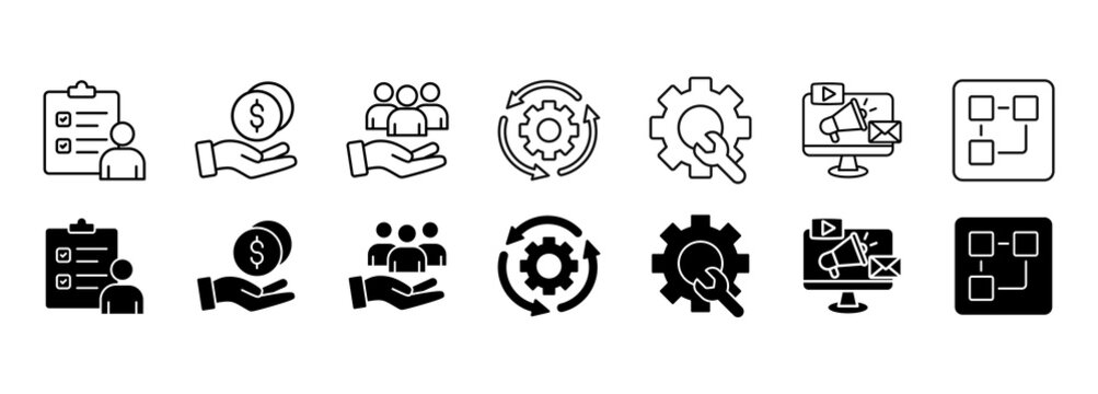 ERP icon set. Enterprise resource planning Vector Illustration Concept