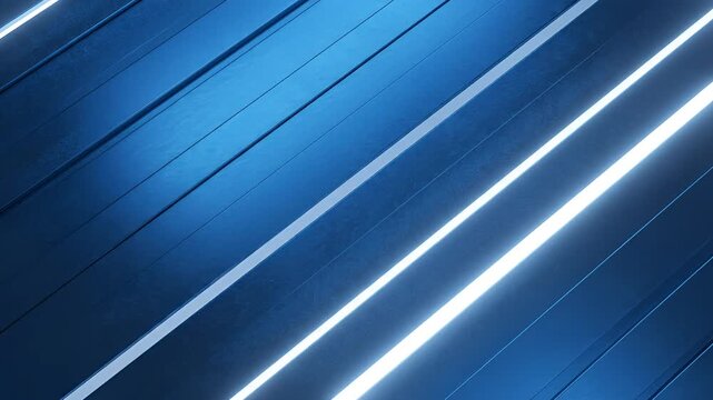Abstract Blue Diagonal Lines with Glowing White Light Streaks Background.