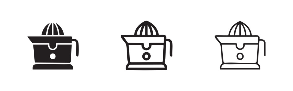 Citrus juicer manual squeezer icon set in solid and outline styles