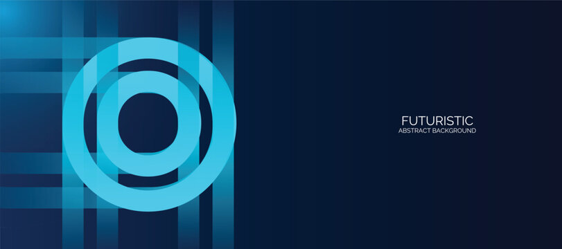 Futuristic abstract background with concentric circles and glowing blue lines.