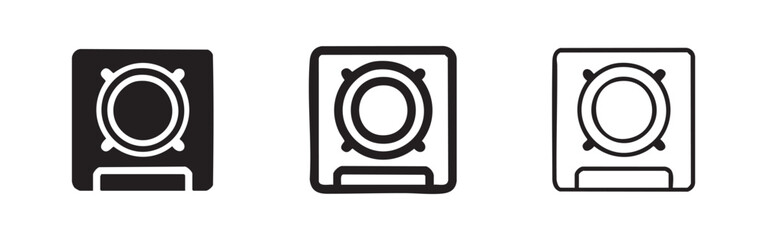 Subwoofer Speaker Icon Set in Different Line Weights © liubomir118809