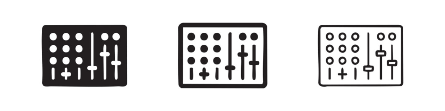 Audio Mixer Console and DJ Equalizer Icon Set
