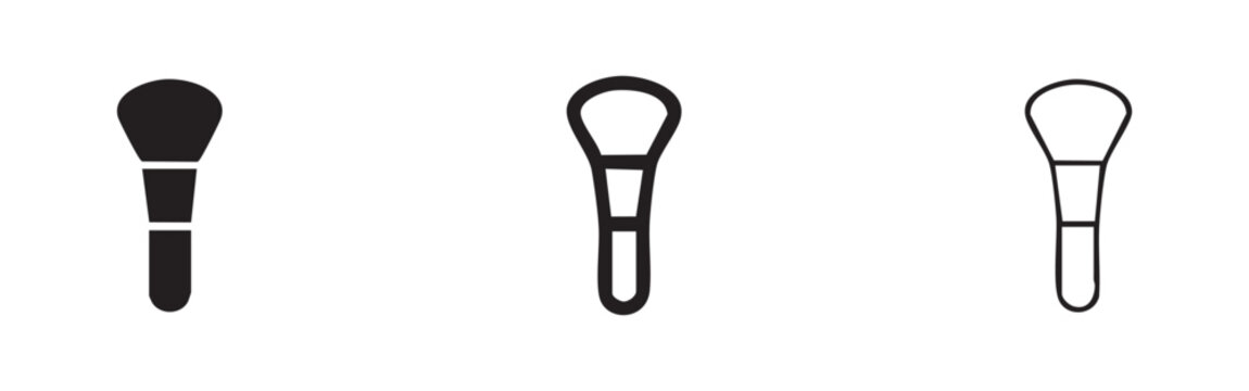 Makeup brush icon set. Cosmetic tool for applying foundation, powder, or blush.