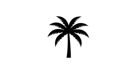 Obraz premium Silhouetted view of a stylized palm tree with a thick trunk and a crown of leaves