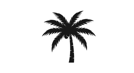 Obraz premium A monochrome illustration of a palm tree. The black silhouette stands against a white backdrop