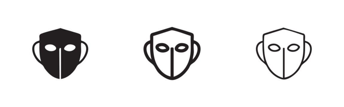Abstract warrior or tribal mask icon set