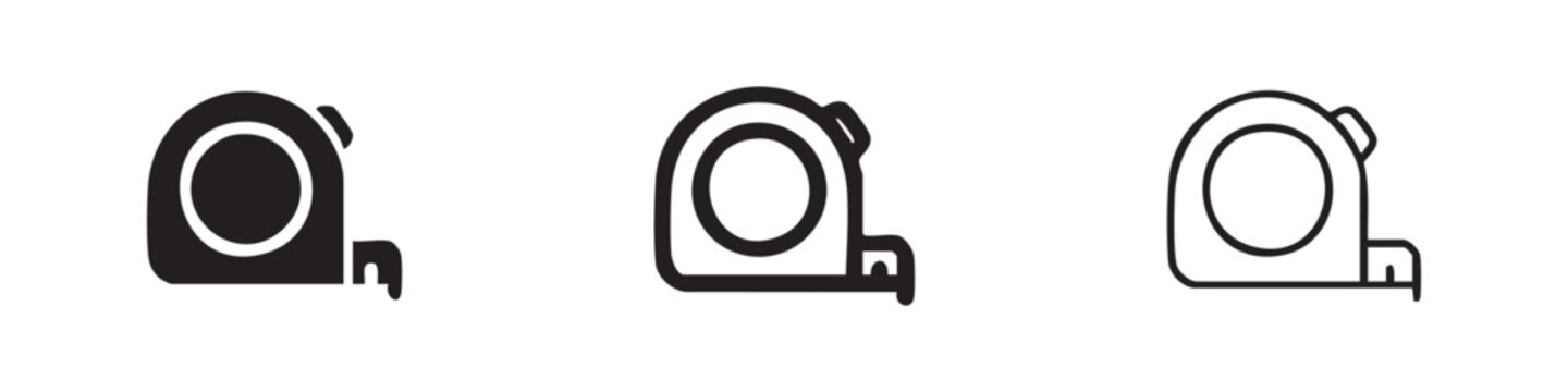 Retractable carpenter's measuring tape icon set for precision