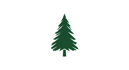 Obraz premium A single green geometric pine tree on a white background, minimal design