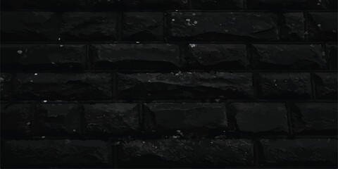 Extremely dark black stone wall texture with rough uneven surface and speckled details creating a dramatic background. building construction. abstract industrial weathered material. © KHADIZA