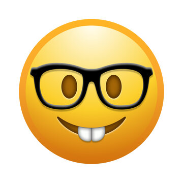 Nerd face emoji illustration, transparent background.