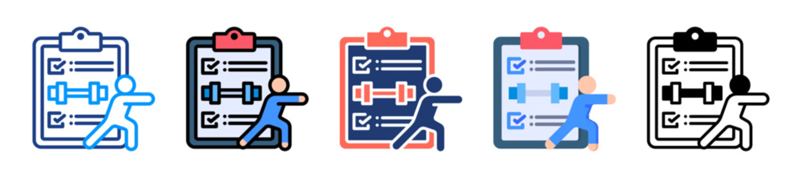 Workout Plan Icon Sheet Multiple Style Collection 