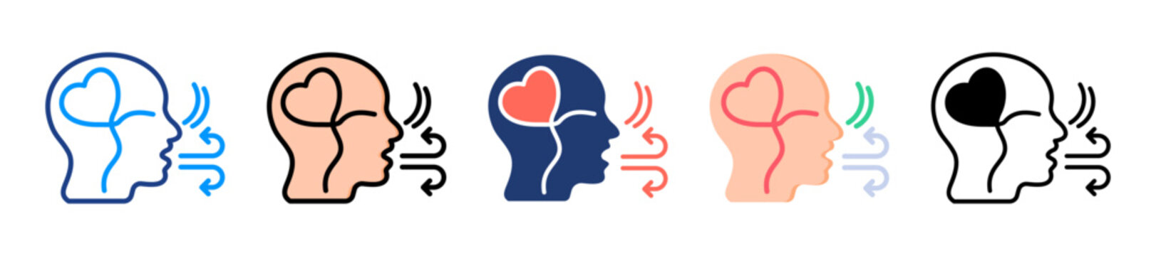 Breathing Exercise Icon Sheet Multiple Style Collection 