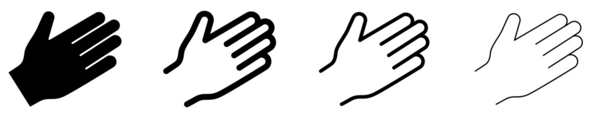 Obraz premium Set of open palm icons, greeting or stop gesture. Vector illustration