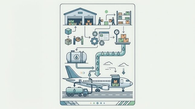 Air cargo fuel planning and logistics workflow infographic