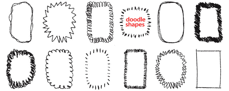 Hand drawn crayon scribble vertical frames and borders set. Messy doodle shapes, wavy and loopy rectangles isolated. Funky vector elements for children scrapbooking, banners creative social media post