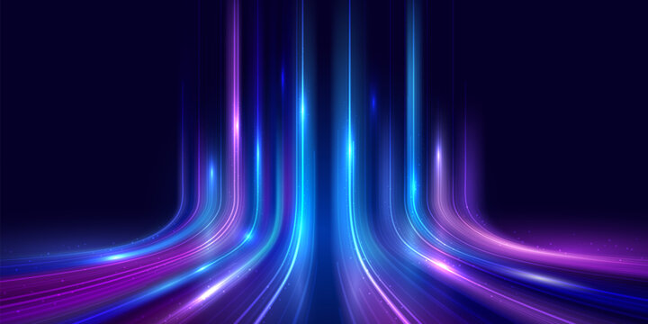 Futuristic digital network background with glowing neon data streams and abstract technology flow vector illustration.