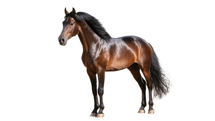 Majestic brown horse with flowing mane and tail, isolated on transparent background © Marta