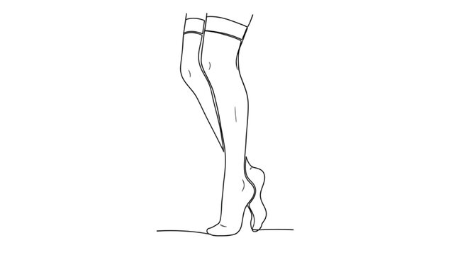 A 2D CAD Vector illustration of a woman's legs wearing stockings and high heels.