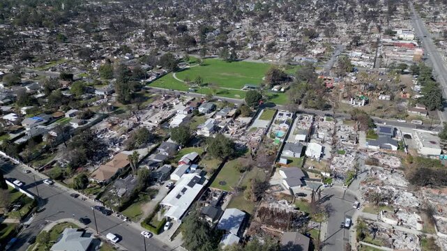Wildfire Damage in Altadena California Drone Aerial View