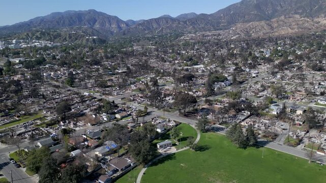 Wildfire Damage in Altadena California Drone Aerial View