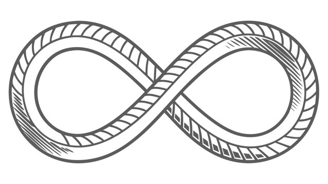 Vector illustration of a textured rope infinity symbol isolated on white background with infinity, abstract