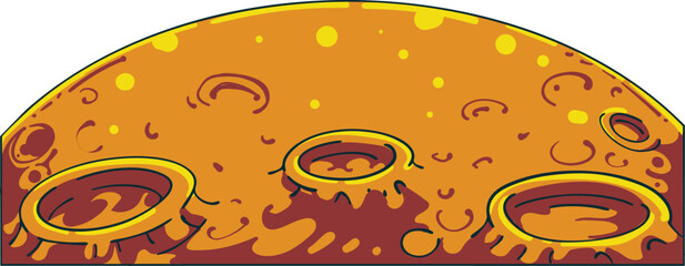 Hand-drawn orange alien planet surface with cratered texture and curved horizon, isolated on white, playful cartoon illustration for space landscapes, lunar terrain, astronomy, and sci-fi game scenery © Galih