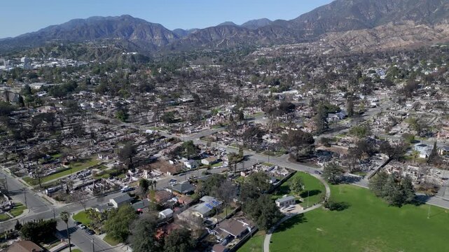Wildfire Damage in Altadena California Drone Aerial View