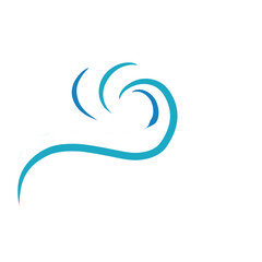 Obraz premium Hand Drawn Blue Wind Blow Sea Wave Swoosh Motion Illustration