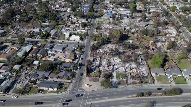 Wildfire Damage in Altadena California Drone Aerial View