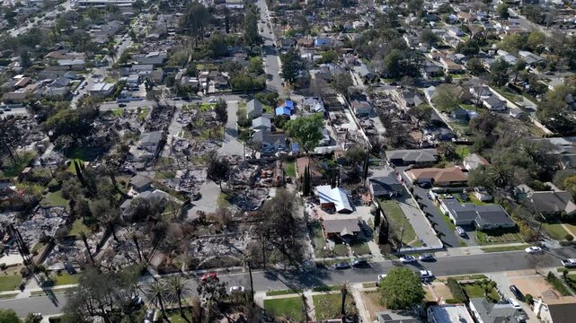 Wildfire Damage in Altadena California Drone Aerial View