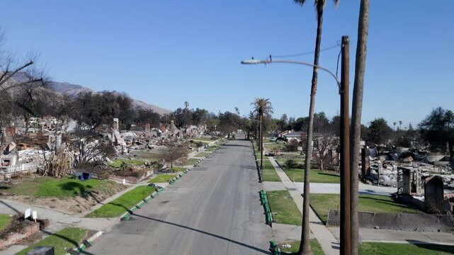 Wildfire Damage in Altadena California Drone Aerial View
