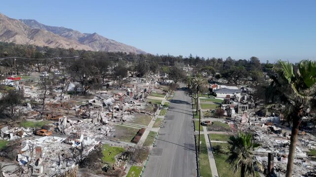 Wildfire Damage in Altadena California Drone Aerial View
