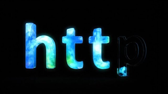Emerging Ink HTTP Text - Web Forming Animated Symbol on Black Background for Screen Mode VFX Overlay