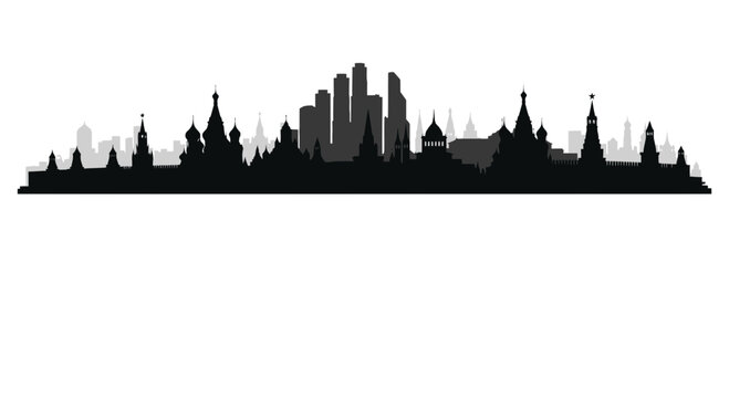 Moscow Cityscape Silhouette Skyline - Russia Landmarks