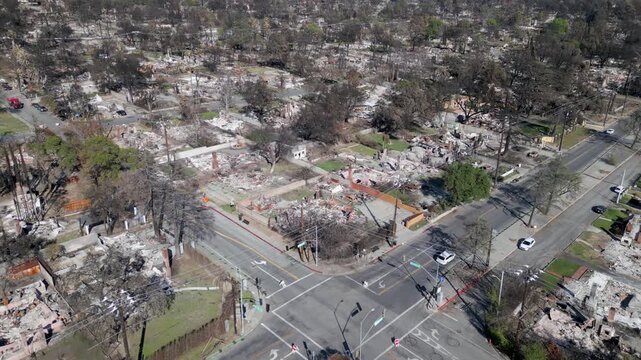 Wildfire Damage in Altadena California Drone Aerial View