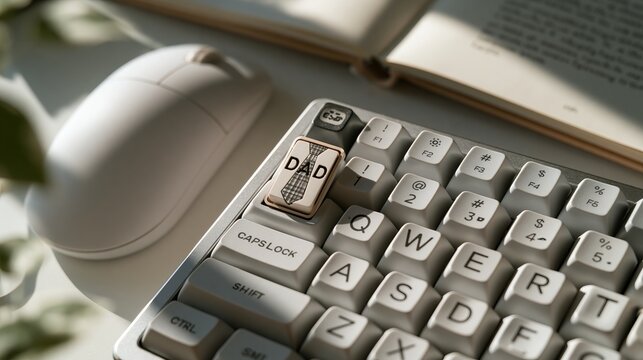 A close-up of a keyboard with a small gift on the Caps Lock key