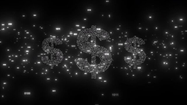 Digital Dollar Symbols Black Video Animated Background